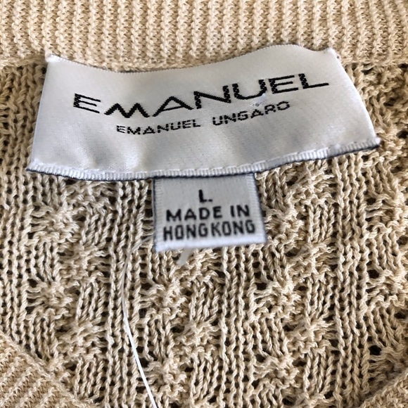 EMANUEL Ungaro NWT crew neck sweater size L beige - Picture 6 of 10